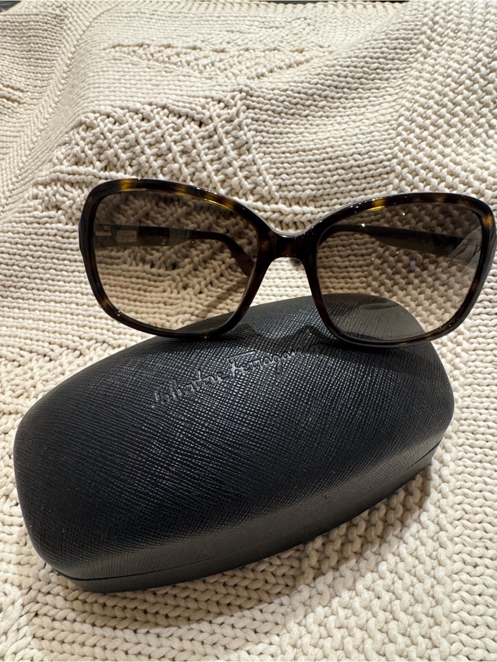 Salvatore Ferragamo Tortoiseshell Oversized Sunglasses with Brown Lenses